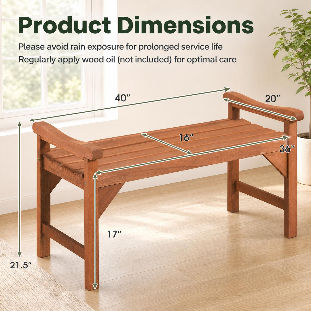 GIANTEX 40" Wooden Backless Garden Bench with Support Handles (1/2)