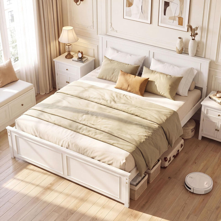 Giantex Wood Queen/Full/Twin Size Farmhouse Solid Platform Bed