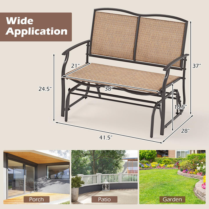 Giantex 2-Person Outdoor Rocking Chair with Metal Frame and Breathable Fabric