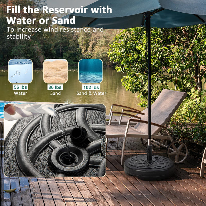 Giantex Fillable Umbrella Base | 102 lbs Heavy Duty HDPE Patio Umbrella Stand