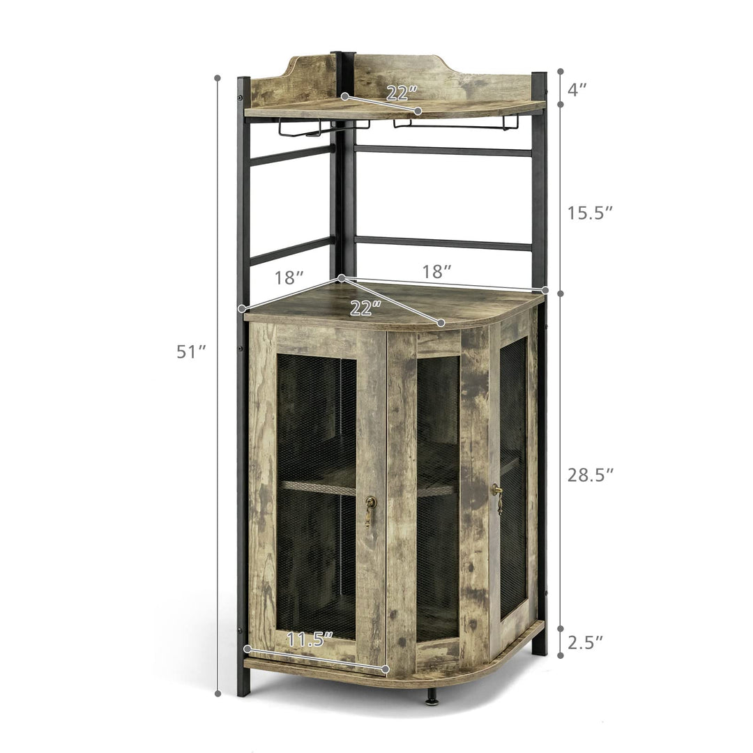 Giantex Corner Bar Cabinet with Glass Holder