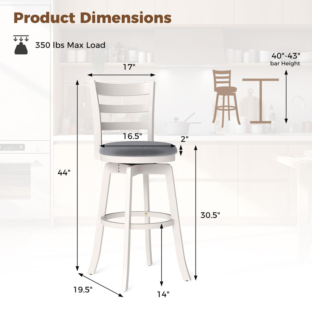 Giantex 30.5" Bar Height Stools Set of 2/4 with Fabric Upholstered Seat