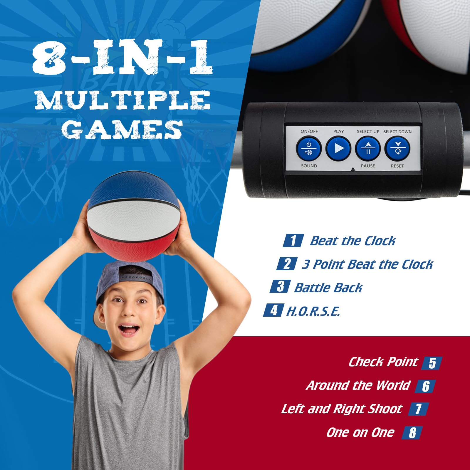 Giantex Folding Basketball Arcade Game, Dual Shot Electronic Basketball Hoop Arcade Game with 8 Game Modes