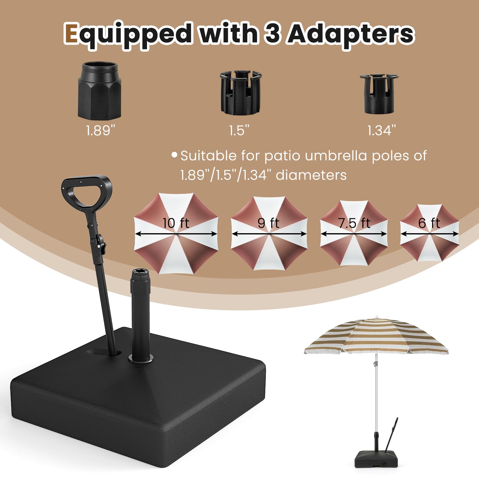 Giantex 132 lbs Fillable Patio Umbrella Stand with Retractable & Removable Pull Rod