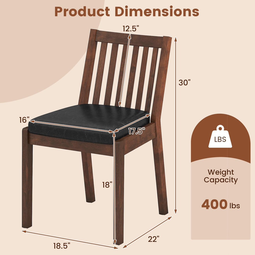 Giantex PU Leather Upholstered Kitchen Chairs w/Rubber Wood Frame Padded Seat