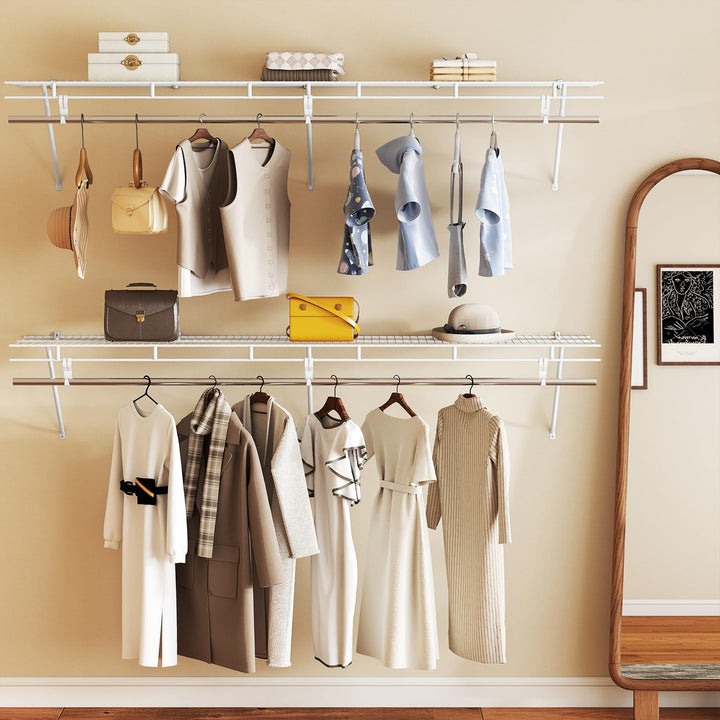 Giantex 6 ft Wall Mounted Closet Shelf with Hanging Rod