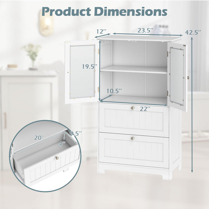 Giantex Bathroom Tall Pantry Cabinet Storage Cabinet with 2 Large Drawers