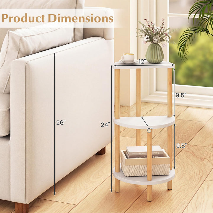 Giantex 3-Tier Bamboo Round Side Table Set of 2