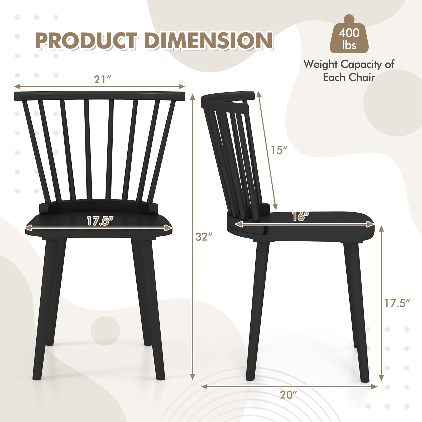 Giantex Wood Dining Chair, Windsor Dining Chairs