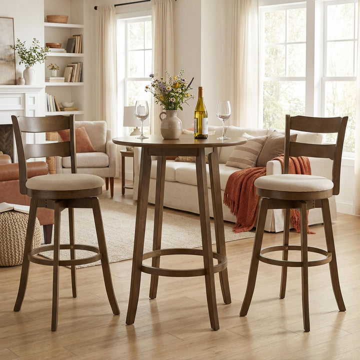 Giantex 30.5" Swivel Bar Stools Set of 2/4 with Fabric Upholstered Seat, High Back