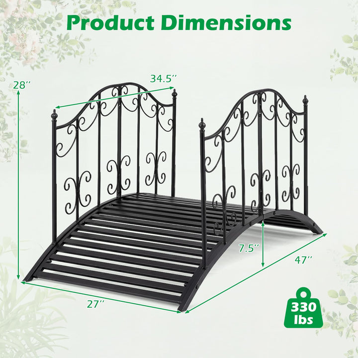 Giantex 4 FT Metal Garden Bridge with Powder-Coated Finish &amp; Scrollwork Rails