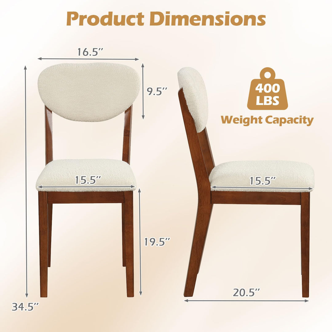 Giantex Sherpa Dining Chairs Set of 4 Modern Kitchen Chair w/Rubber Wood Legs