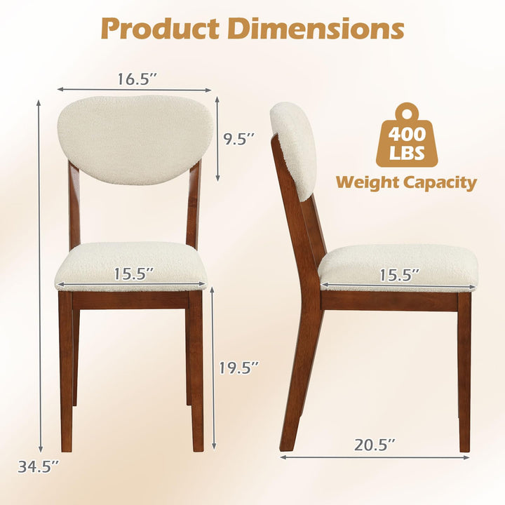 Giantex Sherpa Dining Chairs Set of 4 Modern Kitchen Chair w/Rubber Wood Legs