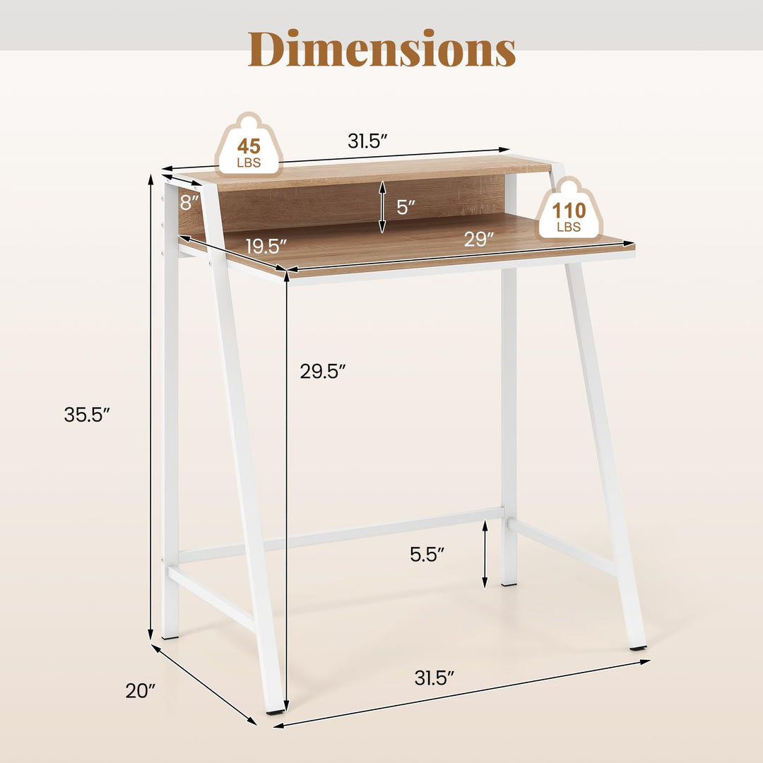 Giantex 2 Tier Computer Desk PC Laptop Table Study Writing Home Office Workstation