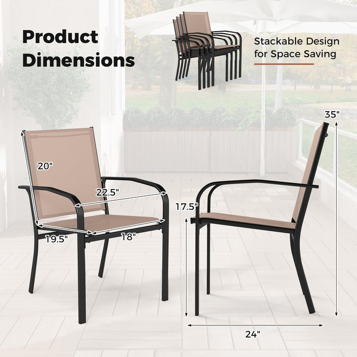Giantex Stackable Patio Chairs with Breathable Backrest & Wide Seat