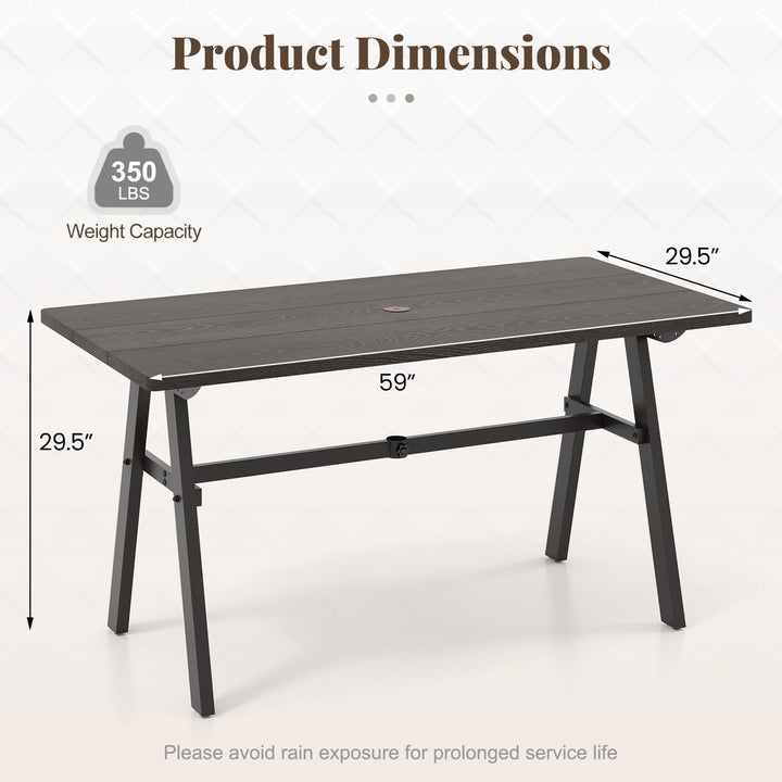 Giantex Outdoor Patio Dining Table with 1.93” Umbrella Hole