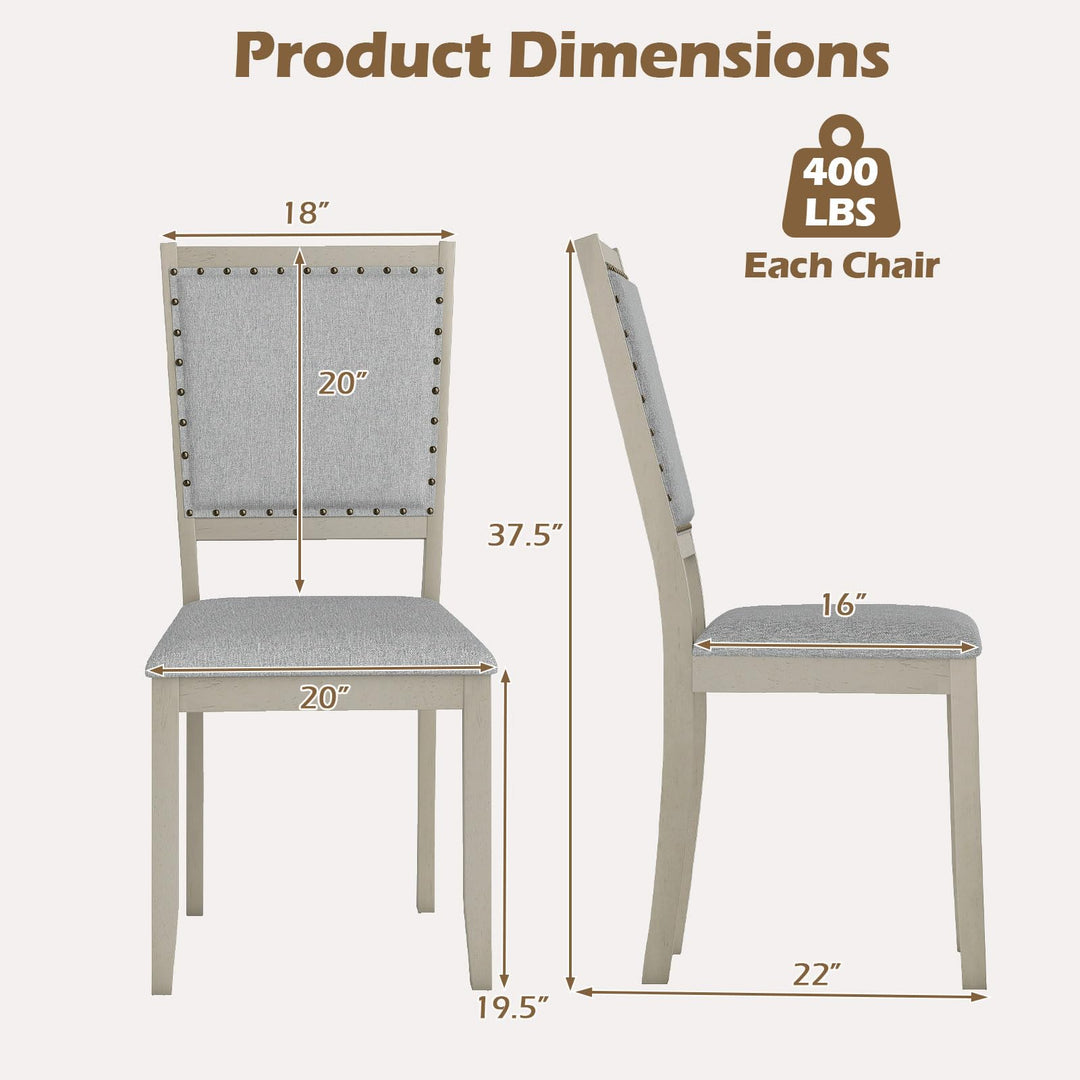 Giantex Dining Chairs Set of 2/4 Fabric Upholstered Kitchen Chairs w/Padded Seat & Back Cushions
