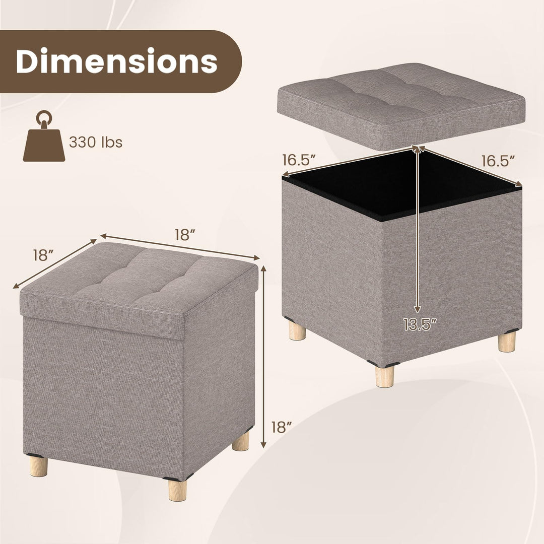 Giantex 18 Inches Ottoman with Storage and Rubber Wood Legs