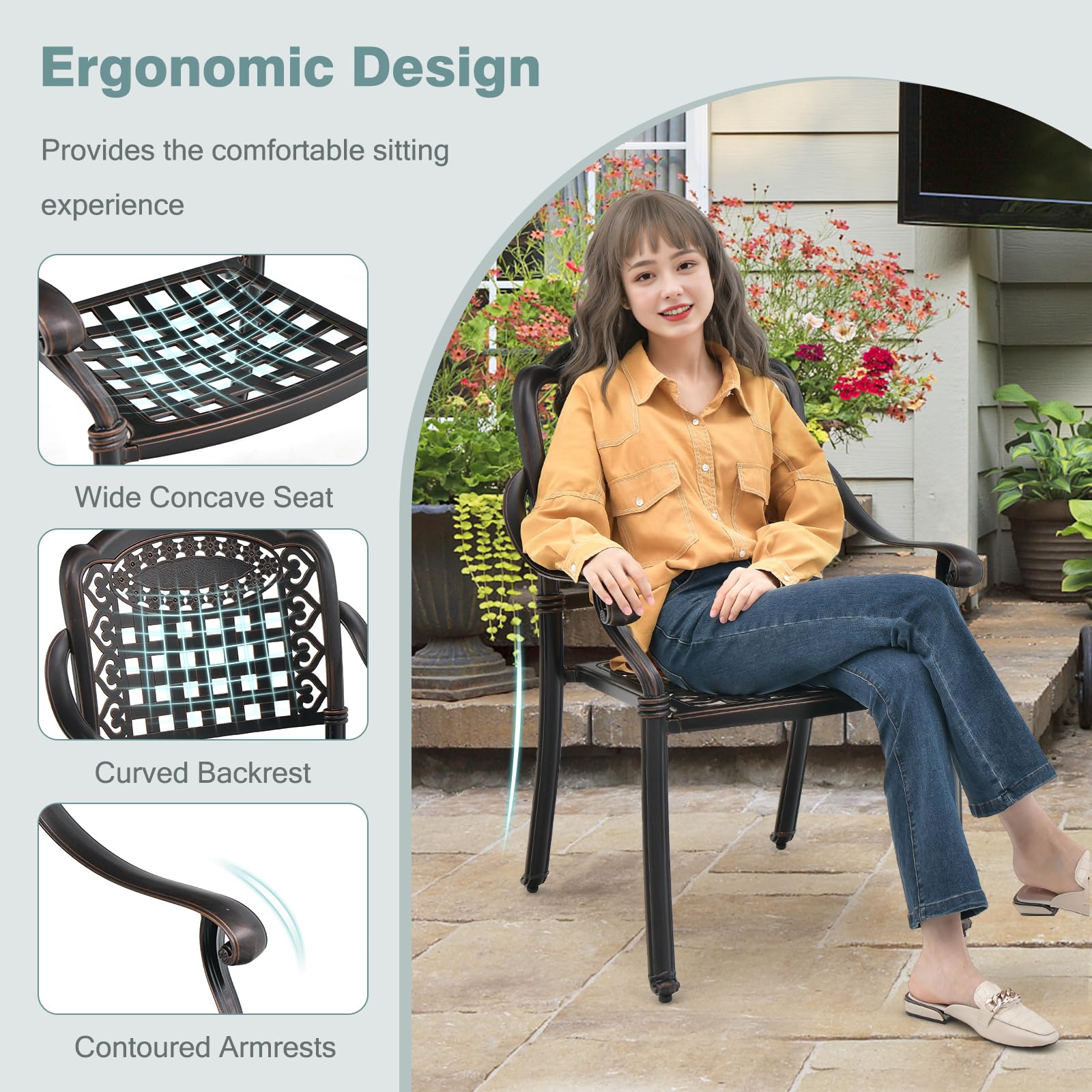 Giantex Stackable Outdoor Chairs Set of 4