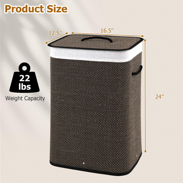 Giantex 19 Gal Rectangular Bamboo Laundry Hamper with Lid