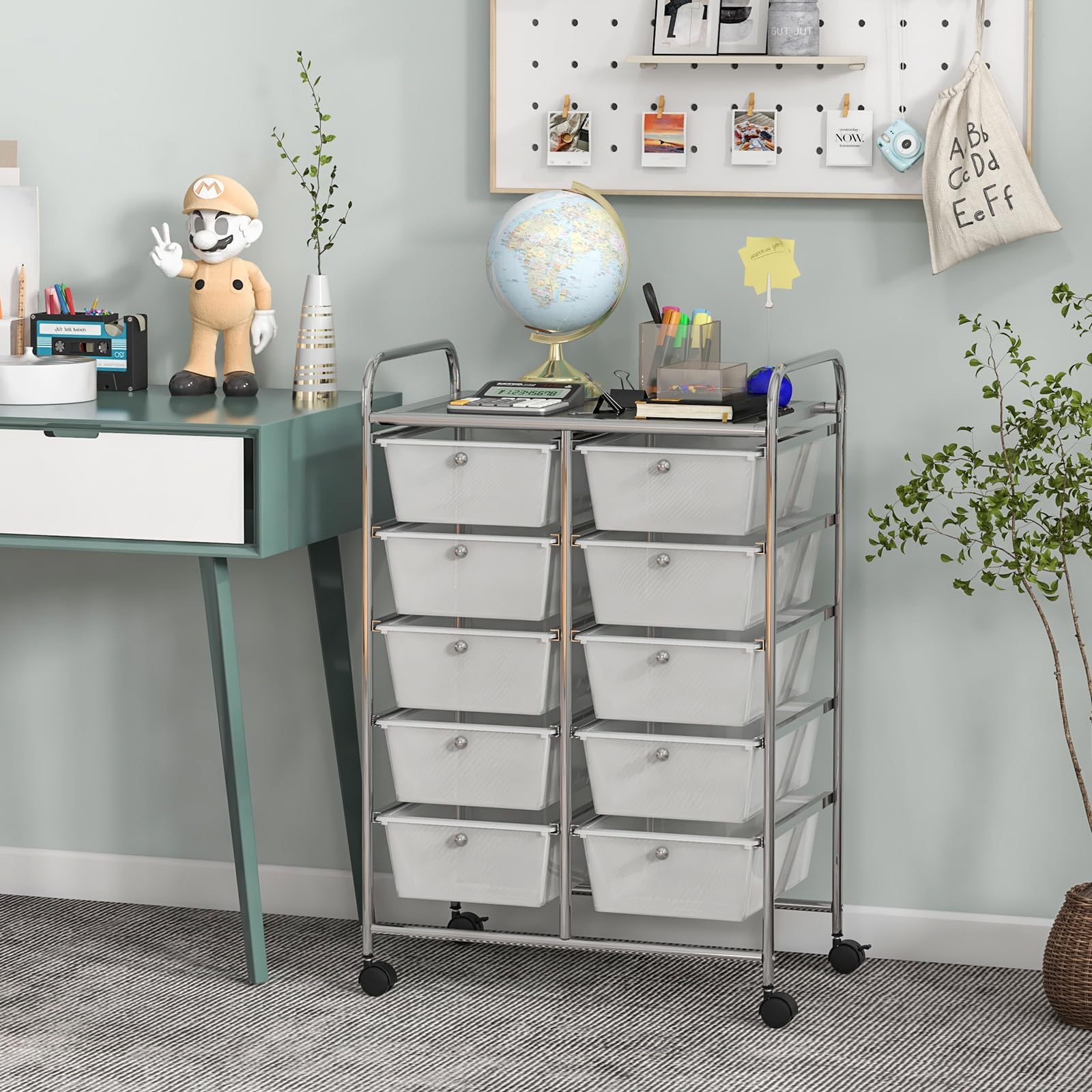 Giantex 10 Drawers Rolling Cart, Classroom Organizers