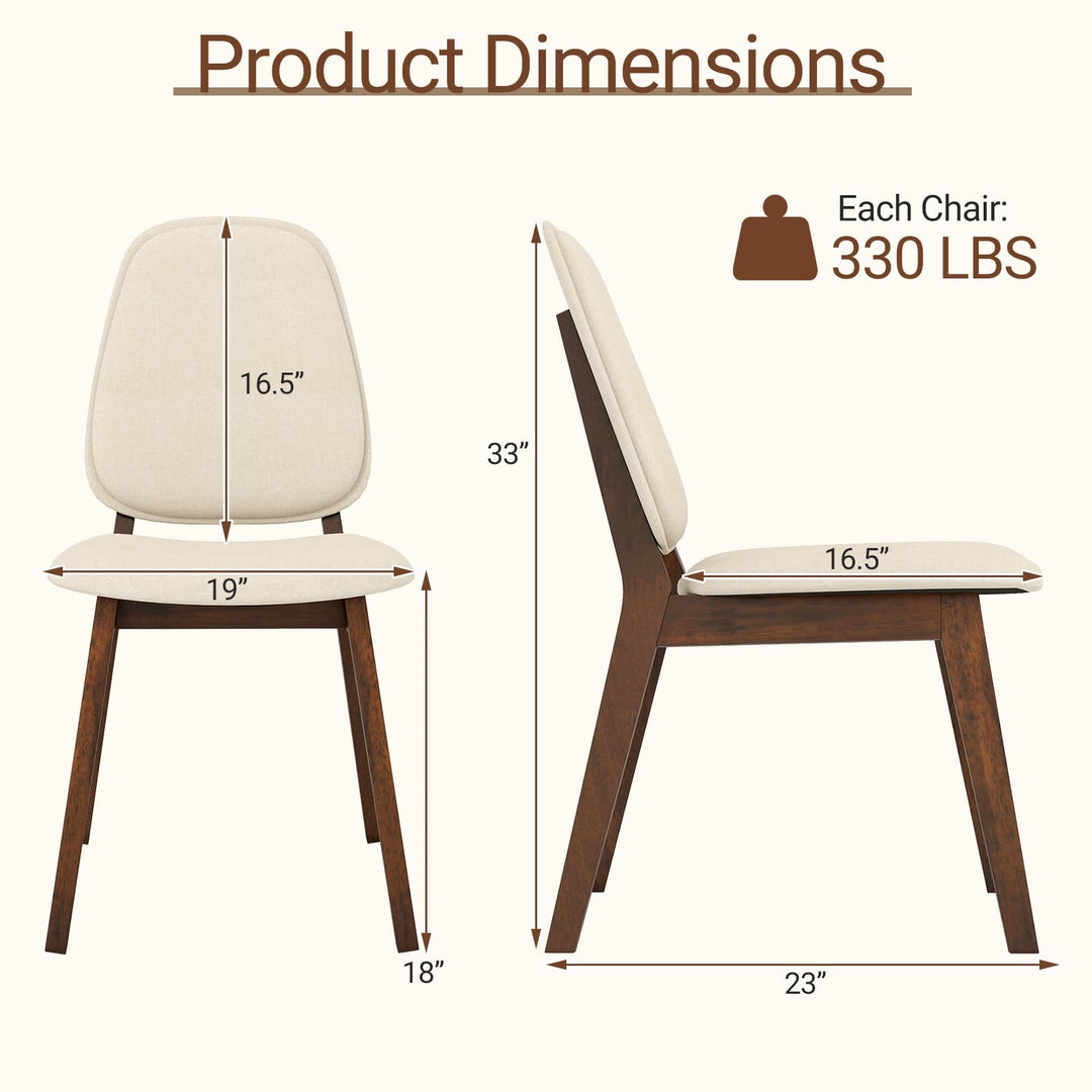 Giantex Wooden Dining Chair Set of 2/4 Mid-Century Modern Upholstered Side Armless Chair