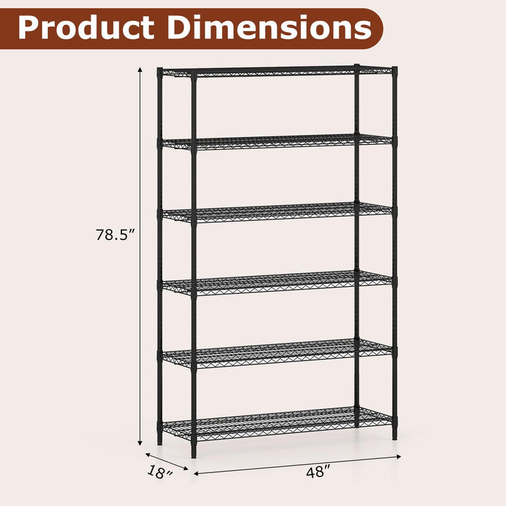 Giantex 6-Tier Metal Storage Shelving Unit with V-Shaped Wire Rack for Home Garage
