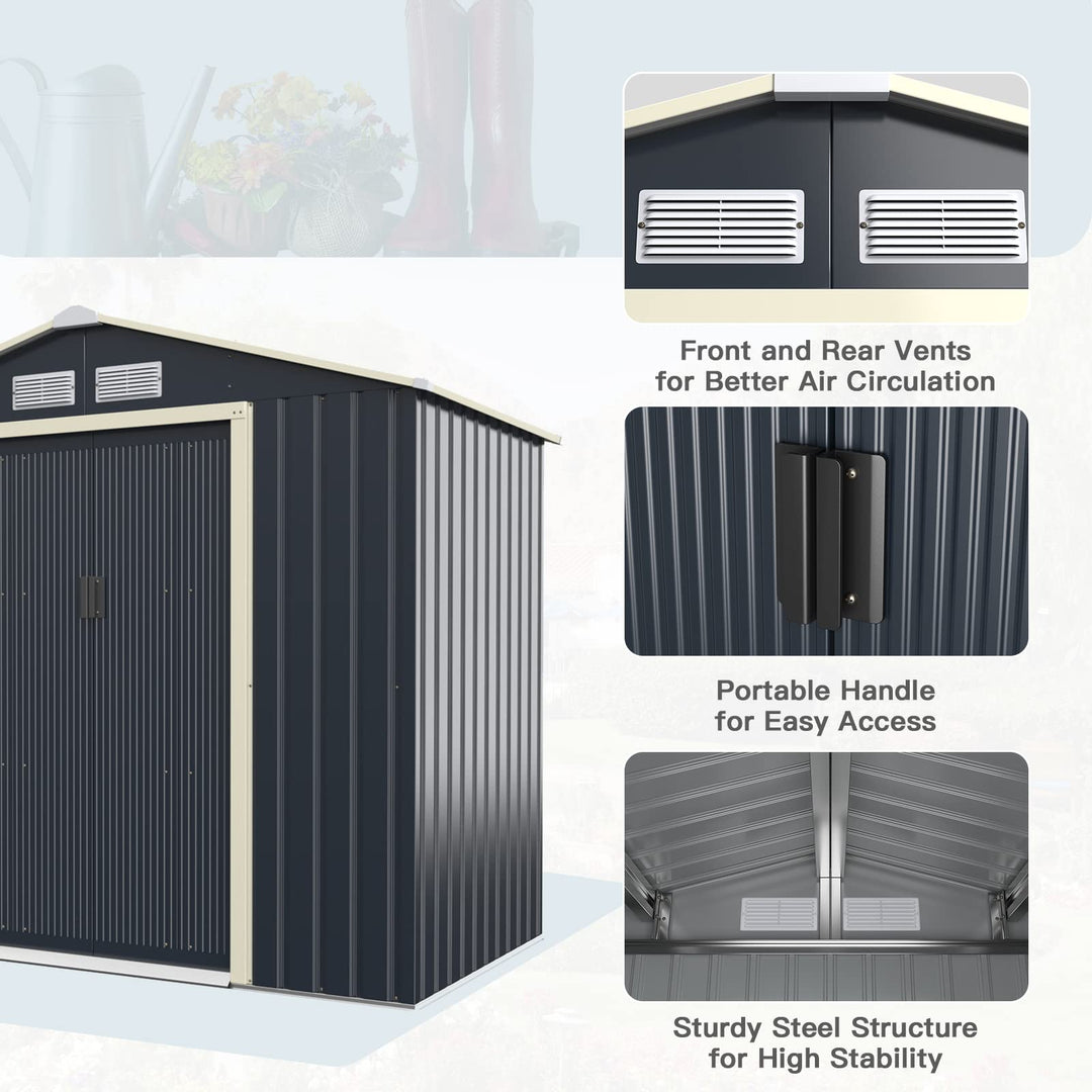 Outdoor Storage Shed with Double Sliding Door