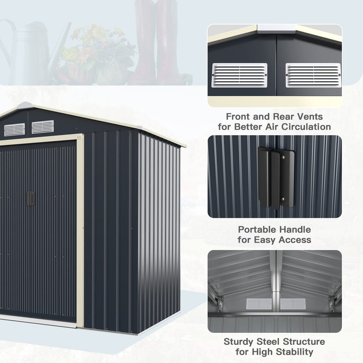 Outdoor Storage Shed with Double Sliding Door