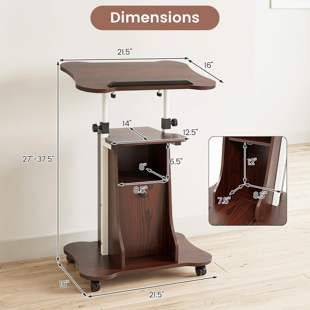 Giantex Mobile Podium Stand | Height Adjustable Laptop Computer Cart w/Tilting Top (1/2)