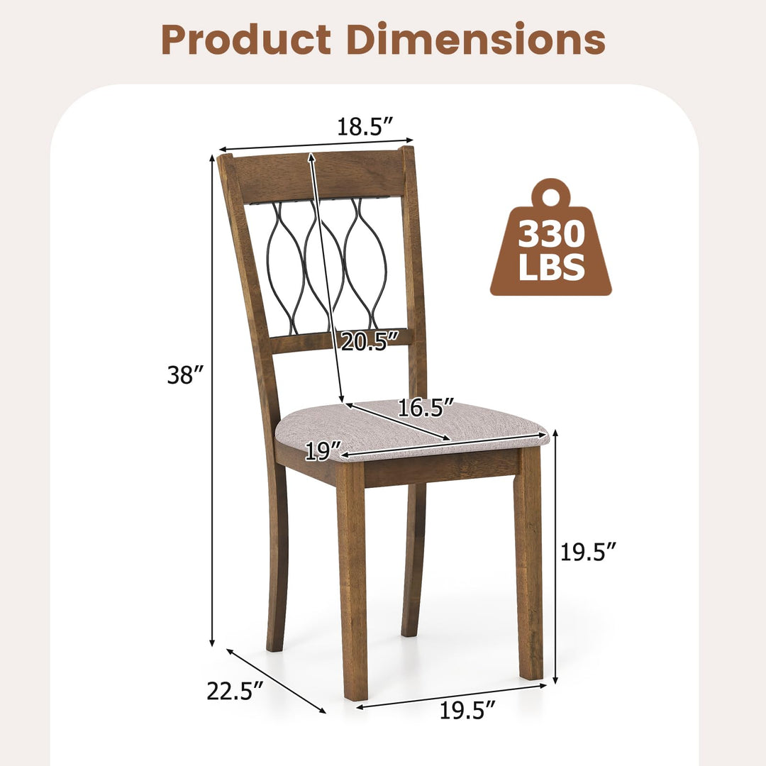 Giantex Dining Chairs Set of 2/4 Fabric Upholstered Armless Kitchen Chairs w/Hollowed Backrest