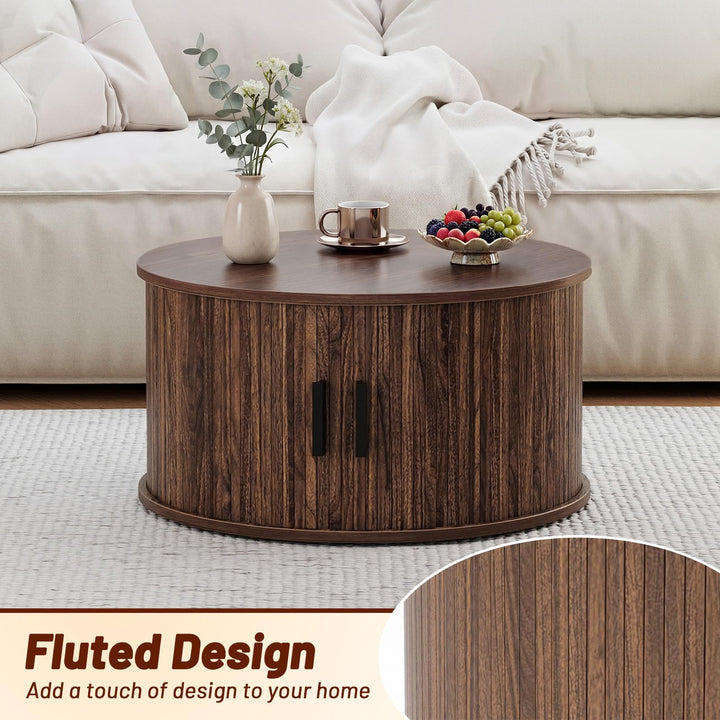 GIANTEX 23.5" Round Coffee Table with Hidden Storage