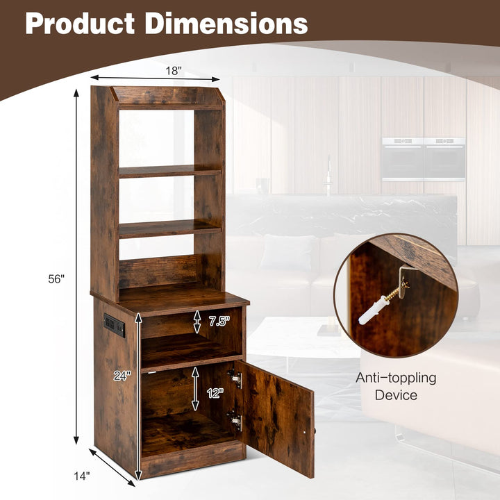 Giantex Nightstand with Charging Station - 55" Tall Bedside Table