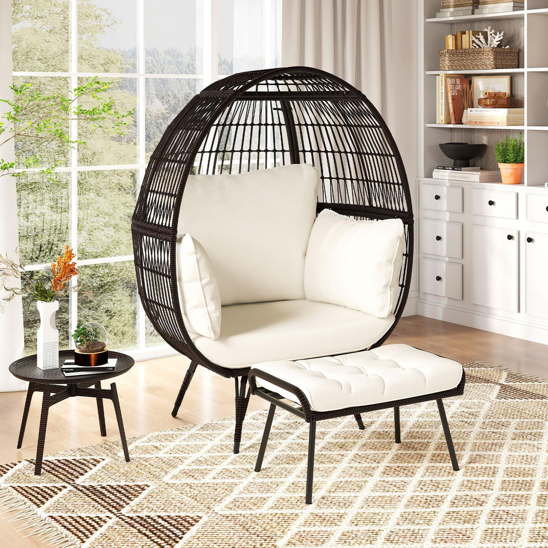 Giantex Oversized Wicker Egg Chair with Thick Cushions