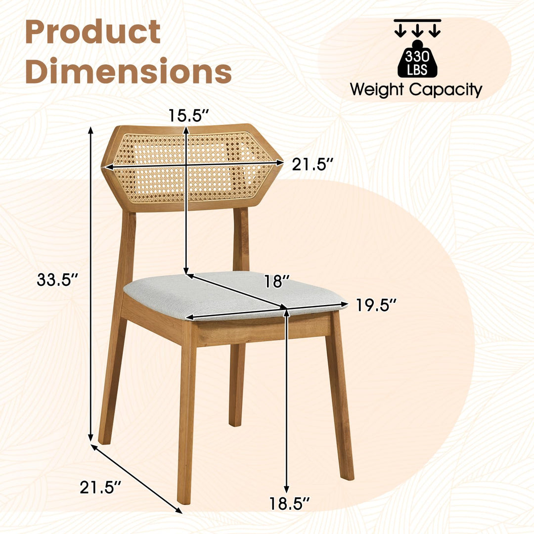 Giantex Wood Dining Chairs Set of 2/4 Rattan Upholstered with Solid Wood Frame