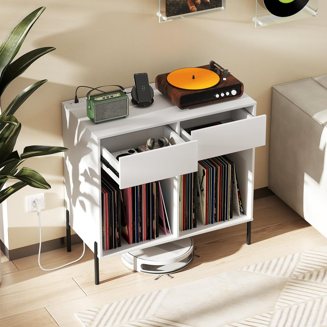 Giantex Large Record Player Stand with Charging Station