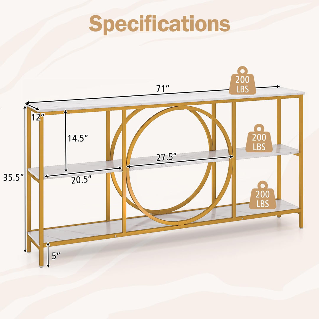 Giantex 3-Tier Long Console Table Narrow Entryway Table with Faux Wood Grain Top & Heavy-Duty Metal Frame