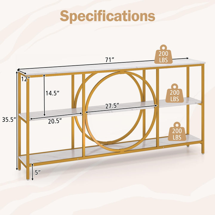 Giantex 3-Tier Long Console Table Narrow Entryway Table with Faux Wood Grain Top & Heavy-Duty Metal Frame