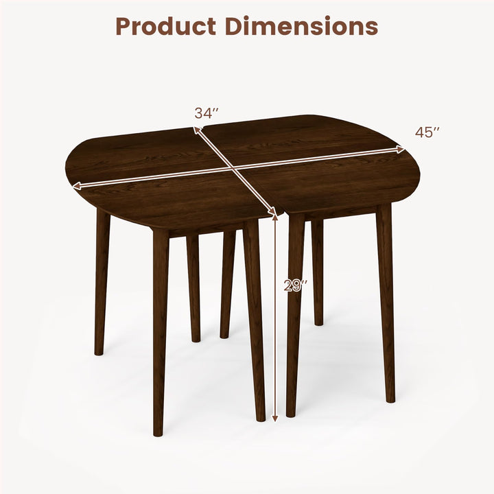 Giantex Dining Table Set with 2 Half-Round Dinner Tables for 4-6 45" Farmhouse Extendable Kitchen Table