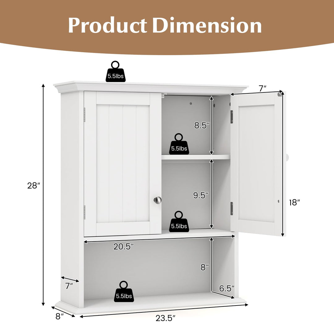 Giantex Wall Mounted Medicine Cabinets - Above Toilet Bathroom Cabinet with Adjustable Shelf