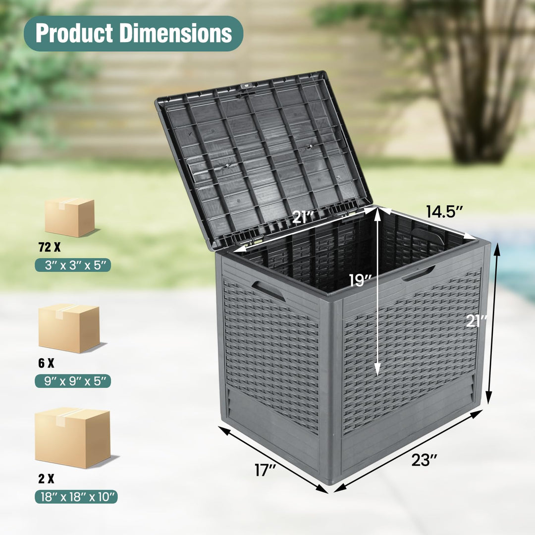 Giantex 25 Gallon PP Deck Container with Rattan Patterns &amp; Lockable Lid