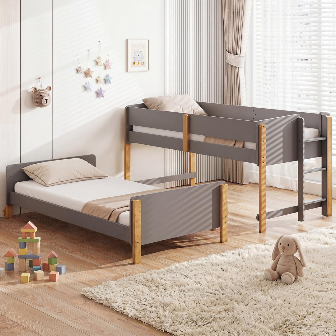 Giantex Twin Over Twin Bunk Bed with Ladder for Kids Teens Bedroom