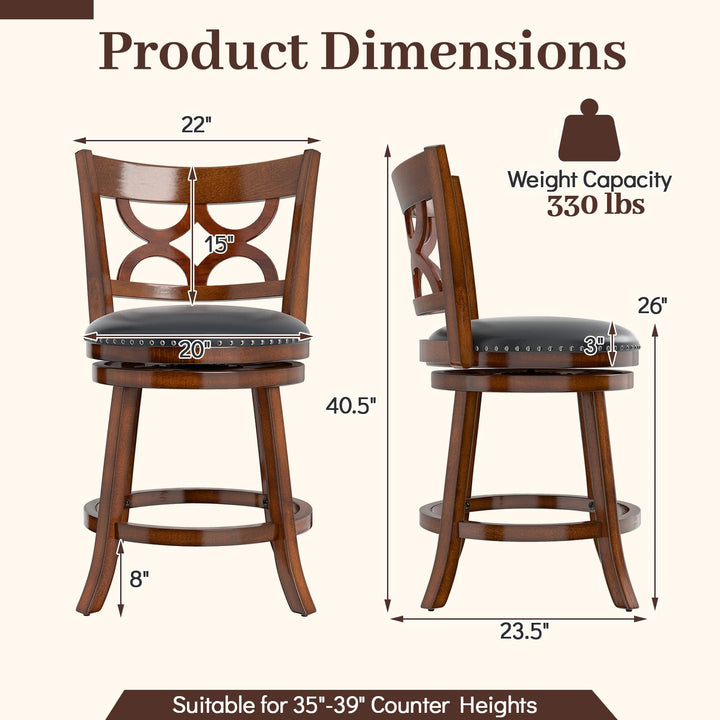 Giantex Swivel Bar Stools Set of 2/4 with Upholstered Seat