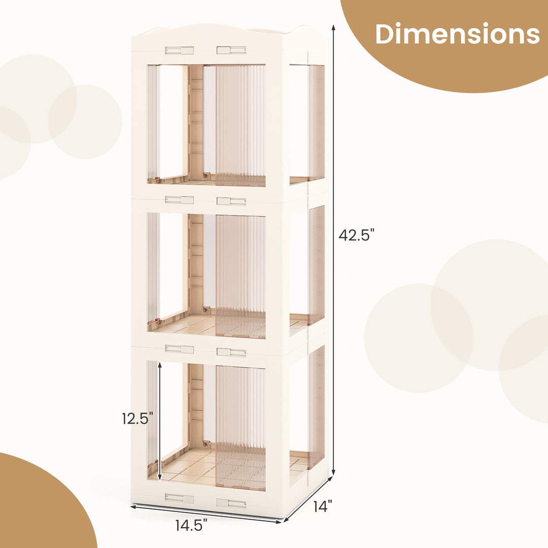 Giantex 3-Tier 360° Revolving Bookshelf Tower | Translucent Storage Organizer for Living Room
