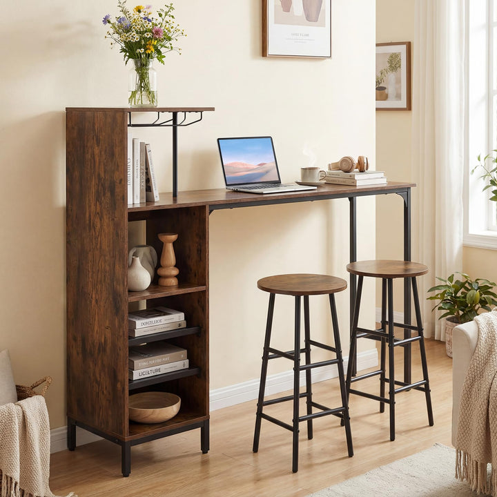 Giantex 3 Pieces Bar Table and Stools Set for Home