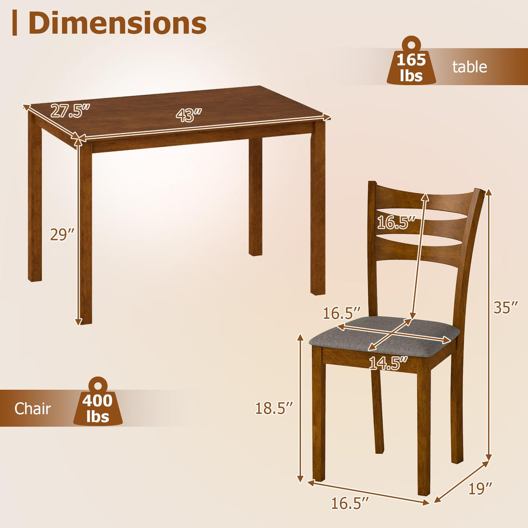 Giantex Rectangular Kitchen Table Set w/ 4 Upholstered Chairs