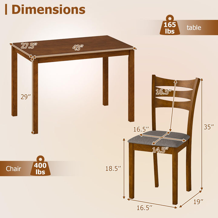 Giantex Rectangular Kitchen Table Set w/ 4 Upholstered Chairs