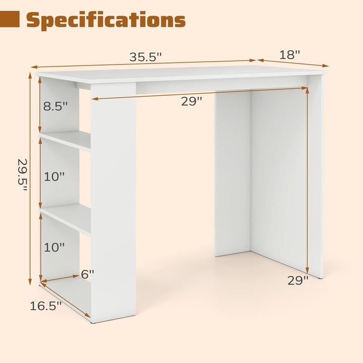 Giantex 35.5 Inch Compact Home Office Desk with Storage Bookshelf