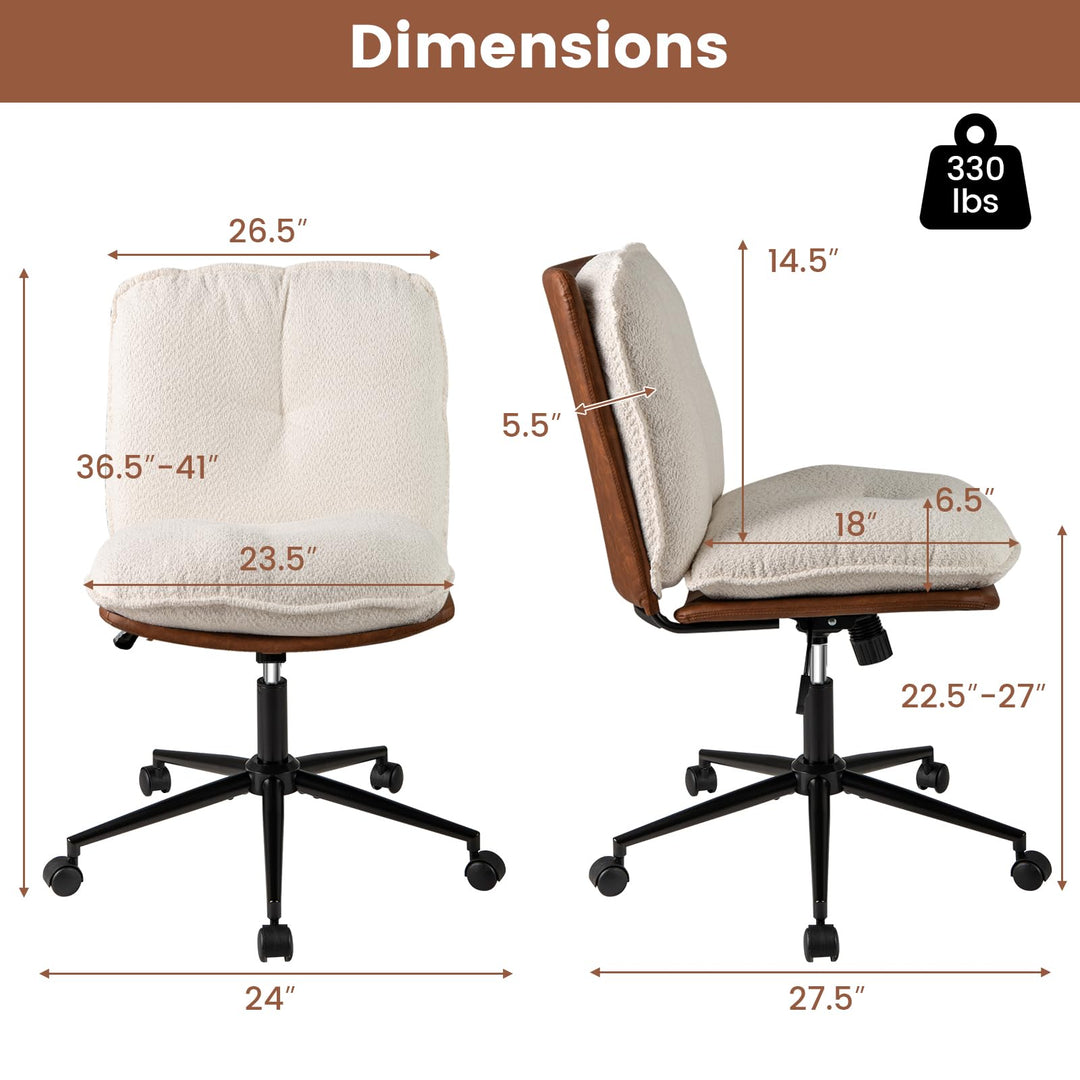 Giantex Faux Fur Desk Chair with Rocking Backrest & Thick Padded Cushion