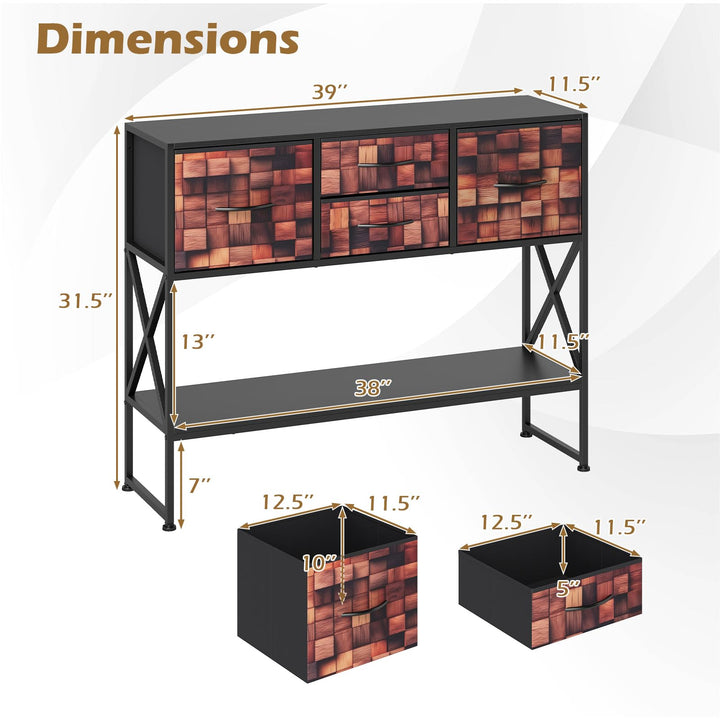 Giantex 39" Console Table with 4 Fabric Drawers